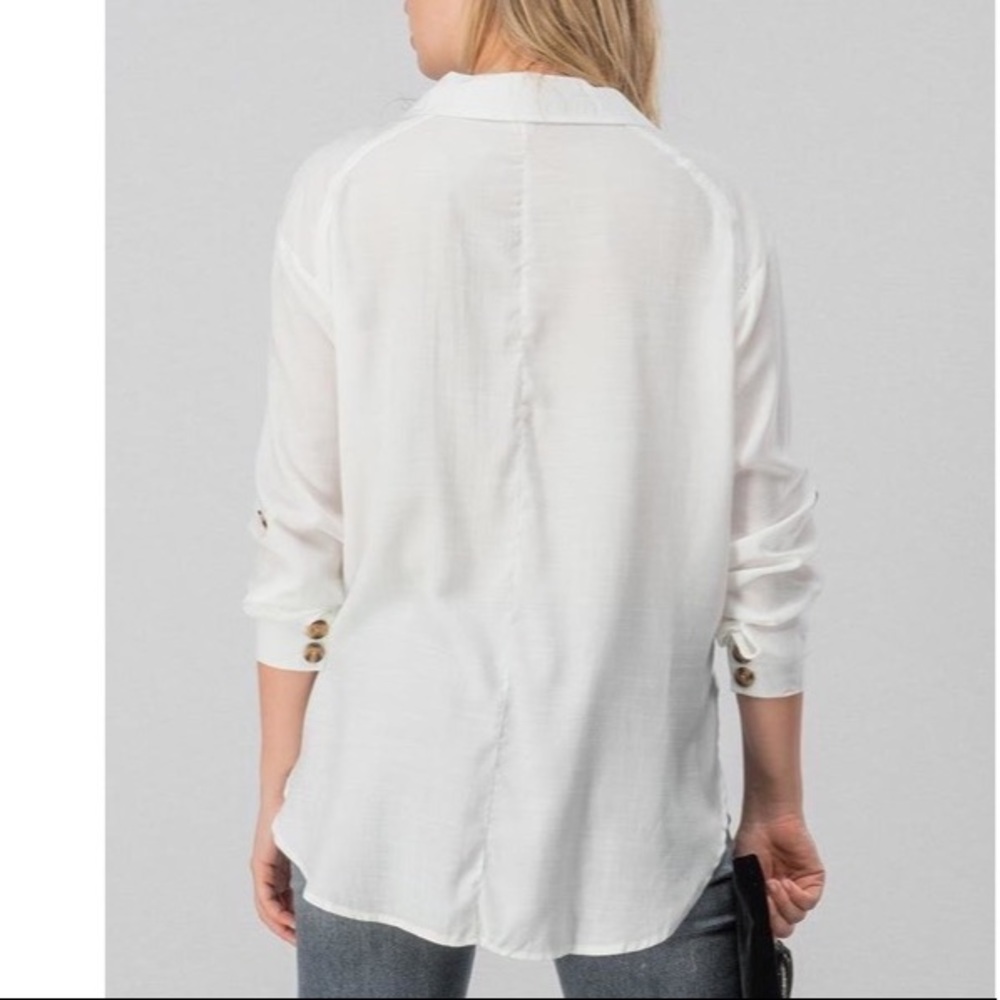 White Button Down Safari Top - Picture 2 of 2